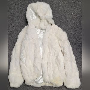Che-Bello Rabbit  Fur Chubby Coat Jacket With Hood 3XL